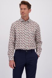 Voorkant van Ecru hemd met bladerprint - comfort fit door Dansaert Blue voor Heren