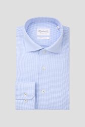 Ecru hemd met fijne blauwe print - Slim fit van Michaelis voor Heren