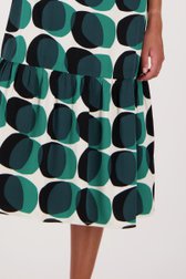 Ecru kleedje met zwart-groene print van Opus voor Dames