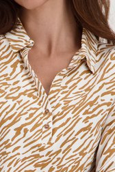 Ecru polo met animal print van Claude Arielle voor Dames