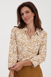 Ecru polo met animal print van Claude Arielle voor Dames