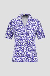 Ecru polo met blauw-gele print van Claude Arielle voor Dames