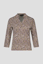 Ecru polo met fijne luipaardprint van Claude Arielle voor Dames