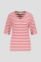 Ecru-rood gestreept T-shirt van Barbara Lebek voor Dames