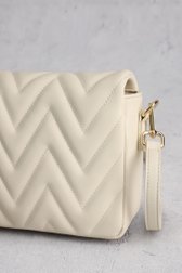 Ecru schoudertas met zigzag-quiltpatroon van Liberty Island voor Dames
