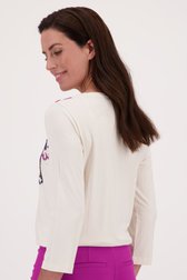 Ecru T-shirt met bloemenmotief in parels van Claude Arielle voor Dames