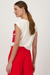Ecru T-shirt met geborduurde bloem  van D'Auvry voor Dames