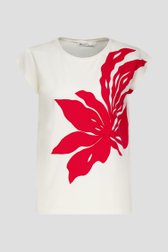 Ecru T-shirt met geborduurde bloem  van D'Auvry voor Dames