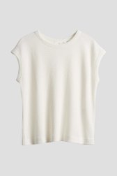 Ecru T-shirt met gebreide look  van Opus voor Dames