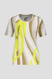 Ecru T-shirt met geel-bruine print van Barbara Lebek voor Dames