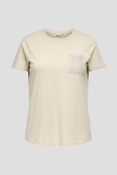 Productfoto 1 van Ecru T-shirt met gehaakt detail door ONLY Carmakoma voor Dames
