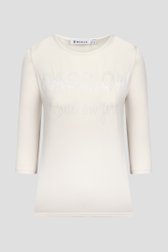 Ecru T-shirt met glinsterend opschrift  van Bicalla voor Dames