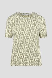 Ecru T-shirt met olijfgroene print van Bicalla voor Dames