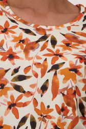 Ecru T-shirt met oranje bloemenprint van Claude Arielle voor Dames