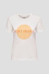 Ecru T-shirt met oranje print van JDY voor Dames