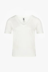 Ecru T-shirt met V-hals van JDY voor Dames