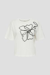 Ecru T-shirt met zwarte bloemprint van JDY voor Dames