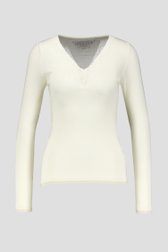 Voorkant van Ecru thermoshirt met lange mouwen door Liberty Island voor Dames