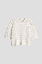 Productfoto 1 van Ecru trui met ajourmotief en korte mouwen door Opus voor Dames