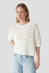 Voorkant van Ecru trui met ajourmotief en korte mouwen door Opus voor Dames