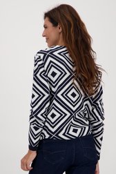 Ecru truitje met navy grafische print van Signature voor Dames
