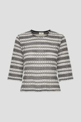 Productfoto 1 van Ecru-zwart gebreid T-shirt met bloemenmotief door JDY voor Dames