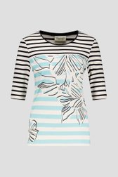 Ecru-zwart gestreept T-shirt van Barbara Lebek voor Dames