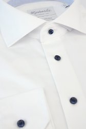 Detail van Effen wit hemd met fijne structuur - Slim fit door Michaelis voor Heren