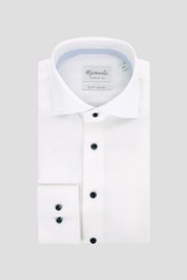 Productfoto 1 van Effen wit hemd met fijne structuur - Slim fit door Michaelis voor Heren