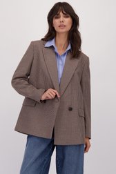Voorkant van Elegante bruine vest met fijne ruitjes door Louise voor Dames