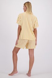 Le dos de Ensemble de pyjama jaune avec chemise et short de Liberty Island pour Femmes