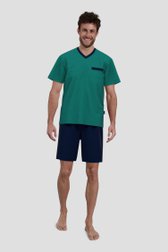 Ensemble de pyjama vert-bleu avec t-shirt et short de Liberty Island pour Hommes