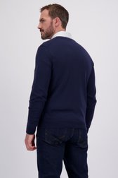 Achterkant van Fijn gebreide blauwe cardigan door Dansaert Black voor Heren