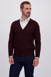 Voorkant van Fijn gebreide bordeaux cardigan door Dansaert Black voor Heren