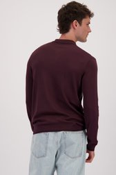 Achterkant van Fijn gebreide bordeaux trui met korte rits door Only & Sons voor Heren