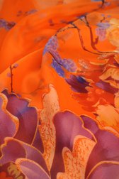 Fijn oranje sjaaltje met blauwe bloemenprint van Liberty Island voor Dames