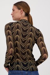 Fijn zwart T-shirt met beige patroon van Geisha voor Dames