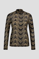 Fijn zwart T-shirt met beige patroon van Geisha voor Dames
