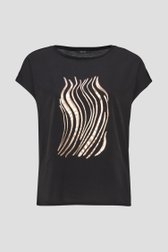 Fijn zwart T-shirt met gouden print van Opus voor Dames