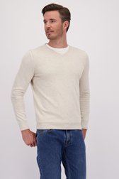 Voorkant van Fijne beige trui met V-hals door Dansaert Blue voor Heren