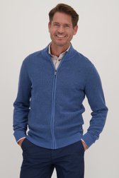 Fijne blauwe cardigan met rits van Dansaert Blue voor Heren