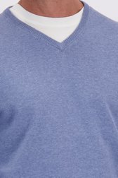 Detail van Fijne blauwe trui met V-hals door Dansaert Blue voor Heren