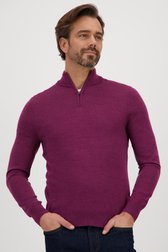Fijne bordeaux trui met korte rits van Dansaert Black voor Heren