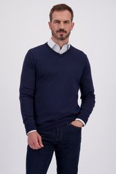 Voorkant van Fijne donkerblauwe trui met V-hals door Dansaert Black voor Heren