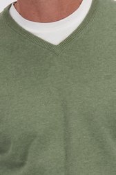 Detail van Fijne groene trui met V-hals door Dansaert Blue voor Heren