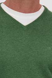 Detail van Fijne groene trui met V-hals door Dansaert Blue voor Heren