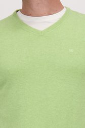 Detail van Fijne lichtgroene trui met V-hals door Dansaert Blue voor Heren