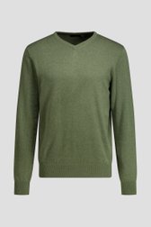 Productfoto 2 van Fijne olijfgroene trui met V-hals door Dansaert Blue voor Heren