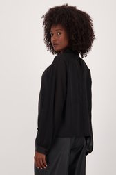 Achterkant van Fijne zwarte blouse met doorzichtige mouwen door JDY voor Dames