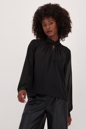 Voorkant van Fijne zwarte blouse met doorzichtige mouwen door JDY voor Dames